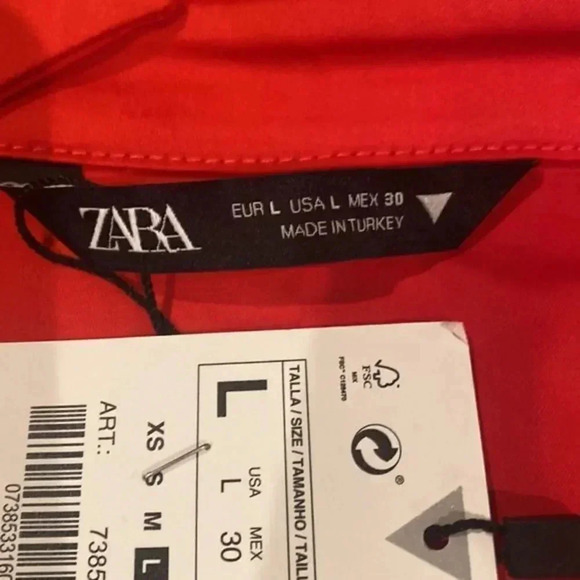 NWT ZARA SS21 POPLIN SHIRT DRESS RED 7385/331 - Picture 8 of 8